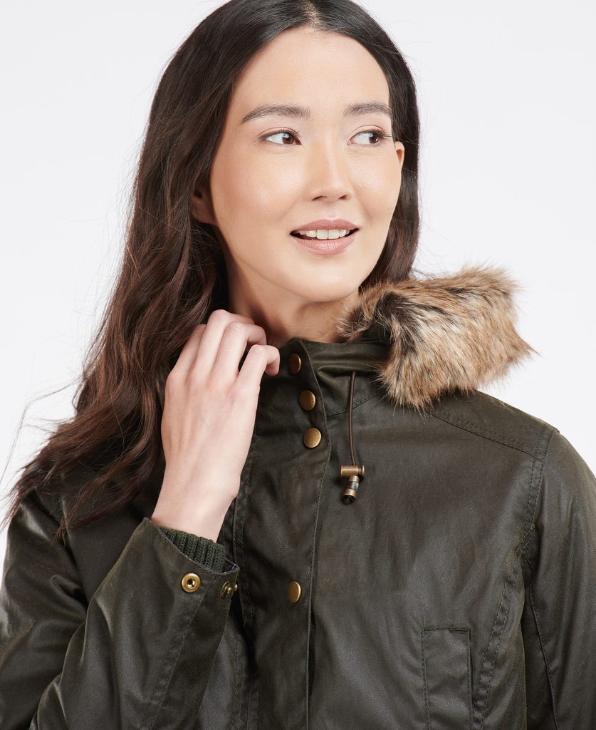 Gentleman Store Barbour Kelsall Waxed Cotton Parka Jacket — Olive