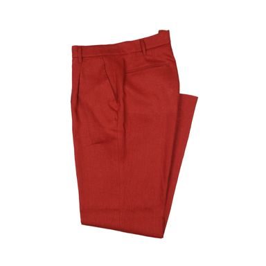 Brooksfield Pleated Linen Trousers — Terracotta