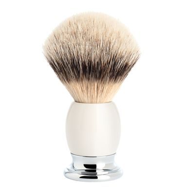 Mühle Sophist nagy borz sörtéjű borotvaecset (silvertip badger, fehér porcelán)