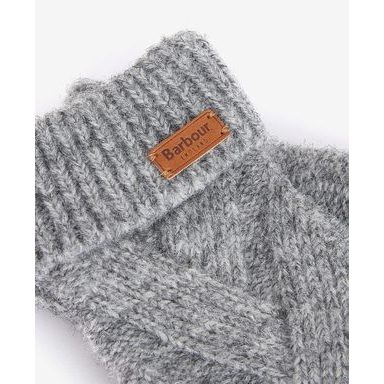 Barbour Dace Cable-Knit Gloves — Light Grey