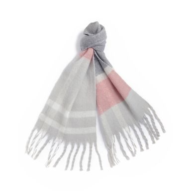 Barbour Isla Tartan Boucle Scarf — Pearl Grey Tartan