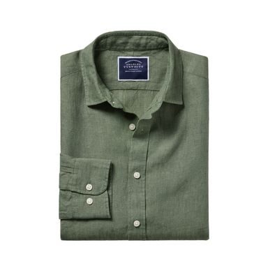 Portuguese Flannel Linen Camp Collar — Navy