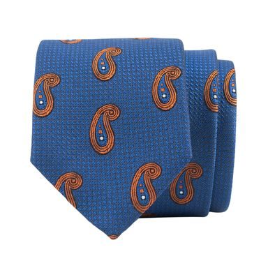 Fraktálmintás nyakkendő John & Paul — Kék-narancssárga