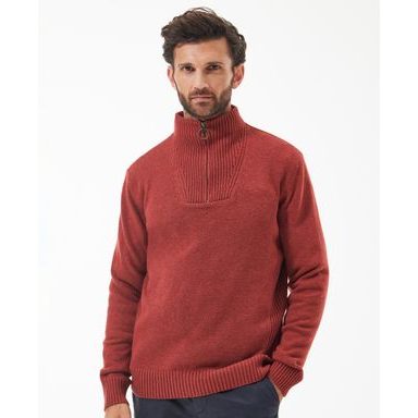 Barbour Nelson Essential Half Zip Sweatshirt — Brick Red