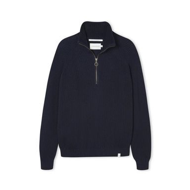 Barbour Cable Knit Half Zip Jumper — Navy