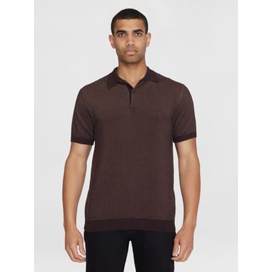 KnowledgeCotton Apparel Two-toned Knitted Polo Shirt — Mist Yellow