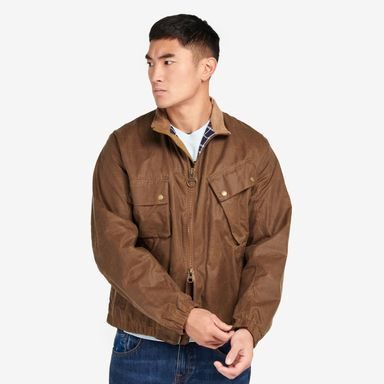 Strapabíró pamut kabát Barbour International McQueen Terrance Chore — Olive