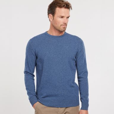 Barbour Essential Lambswool Crew Neck pulóver — Denim Marl