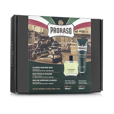 Frissítő krém és aftershave ajándékcsomag Proraso Green - eukalyptus