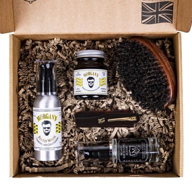 Nagy ajándék készlet szakállolajjal, balzsammal és szakállkefével Beviro Complete Beard Set - Honkatonk Vanilla
