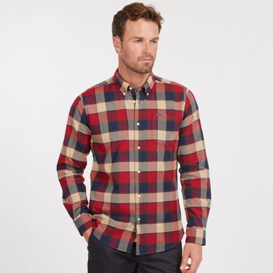 Barbour Valley Tailored Shirt — Rich Red