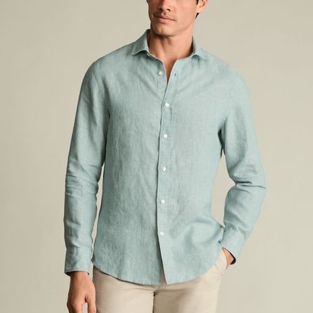Charles Tyrwhitt Pure Linen Shirt — Teal Green
