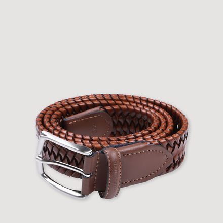 Brooksfield Braided Leather Belt — Cognac