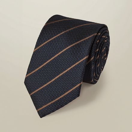Charles Tyrwhitt Silk Grenadine Stripe Tie — Navy & Camel