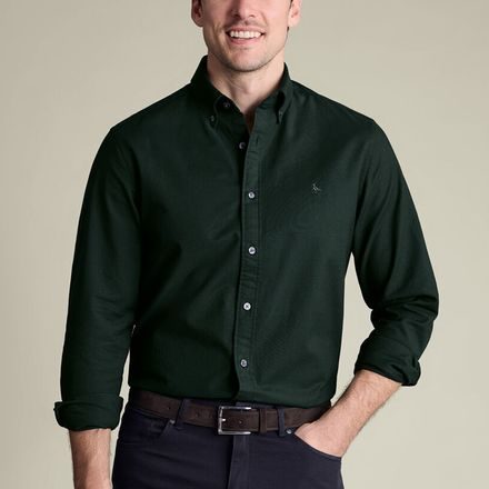 Charles Tyrwhitt Stretch Washed Oxford Shirt — Forest Green