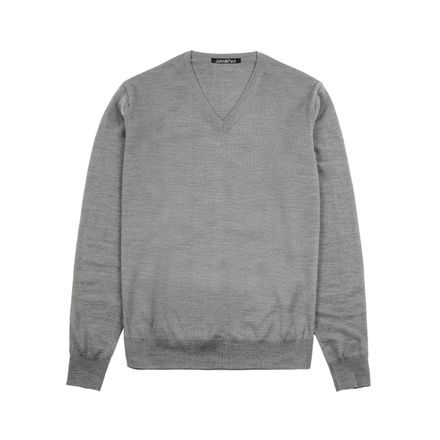 John & Paul merinógyapjú pulóver — szürke (V-neck)