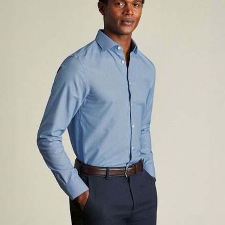 Charles Tyrwhitt Non-Iron Cotton Linen Shirt — Cornflower