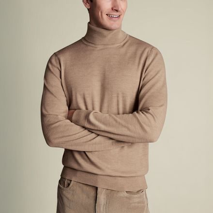 Charles Tyrwhitt Pure Merino Roll Neck Jumper — Oatmeal