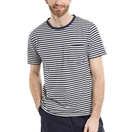 Armor Lux Striped Cotton & Linen T-Shirt — Marine Deep