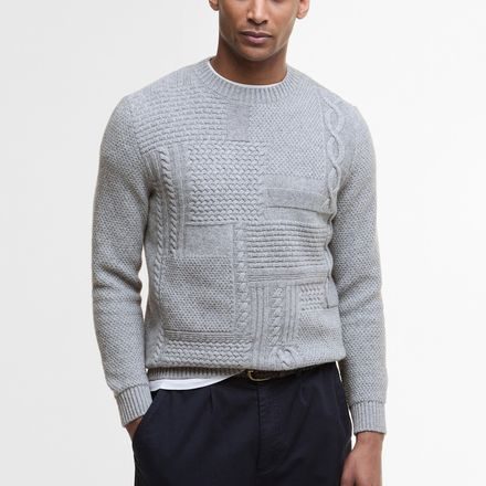Barbour Casey Cable-Knit Crew Neck Jumper — Light Grey
