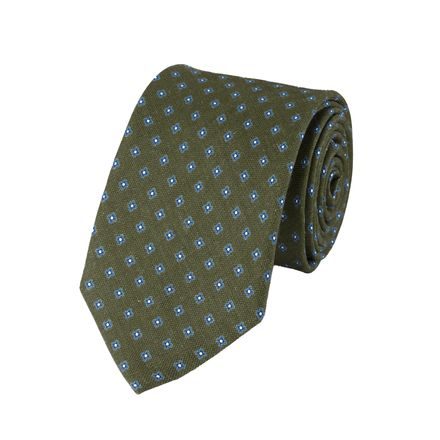 Charles Tyrwhitt Silk Linen Geo Print Tie — Moss Green