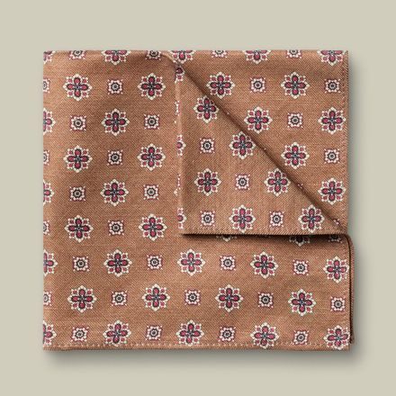Charles Tyrwhitt Linen/Silk Geo Print Pocket Square — Camel