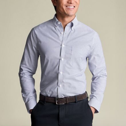 Charles Tyrwhitt Non-Iron Stretch Oxford Button-Down Shirt — Mid Blue
