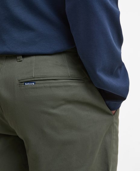 Barbour Sueded Sateen Tailored Trousers — Olive
