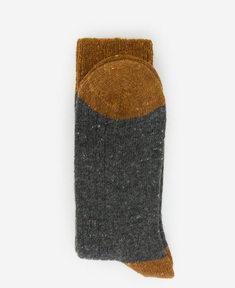 Barbour Houghton Socks — Charcoal/Ochre
