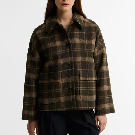 Barbour Myla Checked Wool Coat
