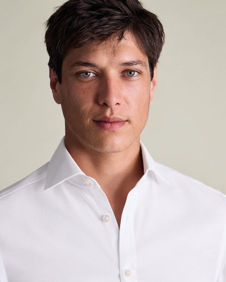 Charles Tyrwhitt Non-Iron Stretch Burlington Weave Cutaway Slim Fit Shirt — White