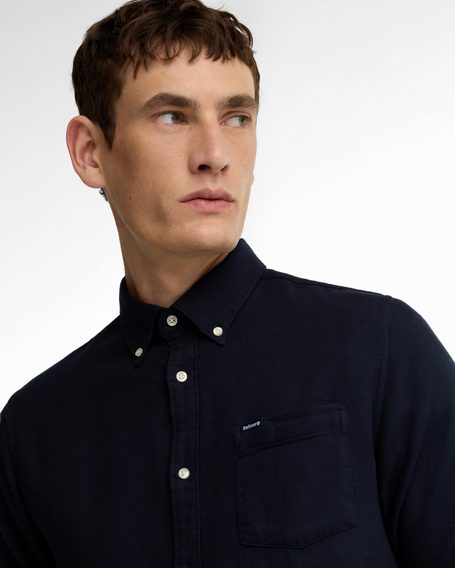 Barbour Buckley Tailored Herringbone Shirt — Navy