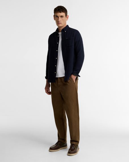 Barbour Buckley Tailored Herringbone Shirt — Navy