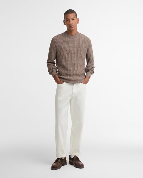 Barbour Herringbone Knitted Crew — Stone