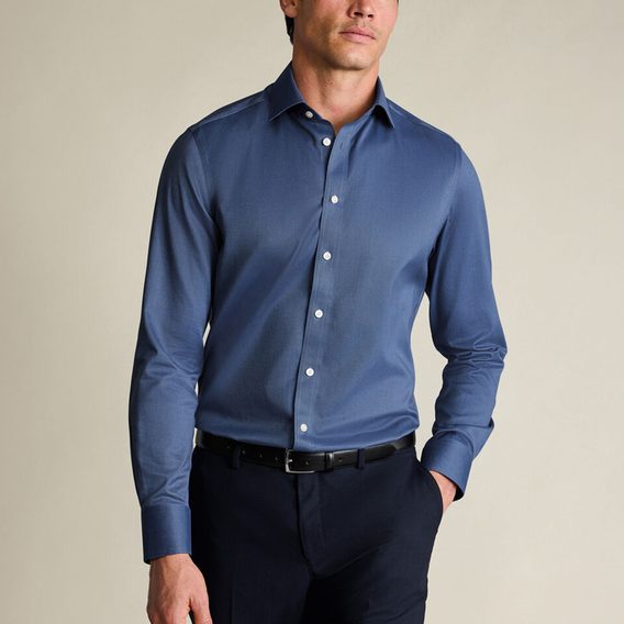 Charles Tyrwhitt Non-Iron Twill Shirt — Denim Blue