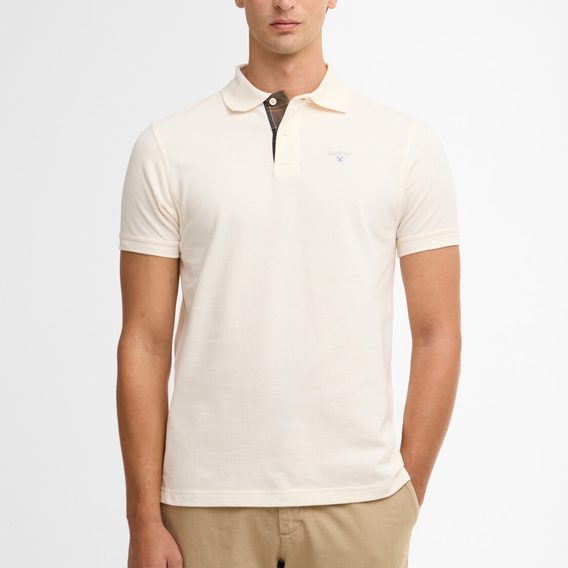 Barbour Tartan Pique Polo Shirt — Whisper White