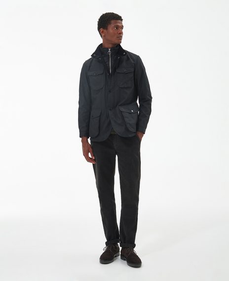Barbour Ogston viaszolt pamut kabát — Black
