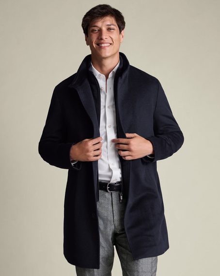 Charles Tyrwhitt Pure Wool Funnel Neck Overcoat