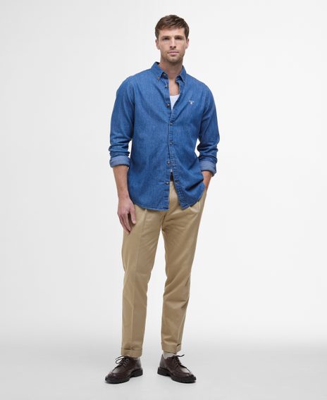 Barbour Denim Crest Tailored Long-Sleeved Shirt — Chambray