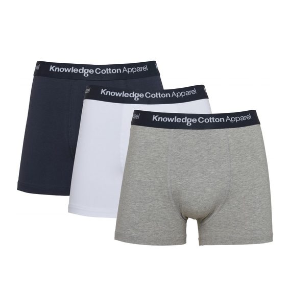 Pamut boxeralsó Knowledge Cotton Apparel Maple - Grey Melange (3 db)