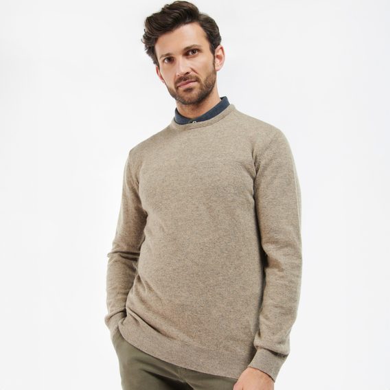 Barbour Essential Lambswool Crew Neck Sweatshirt — Fossil