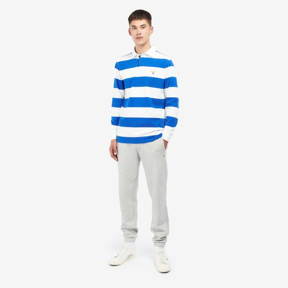 Hosszú ujjú pamut polo ing Barbour Hollywell Stripe Rugby Shirt - Whisper White
