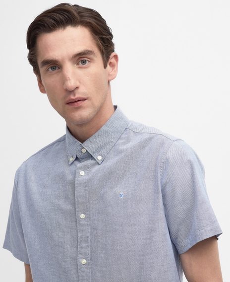 Barbour Oxford Short Sleeve Tailored Shirt — Dark Denim