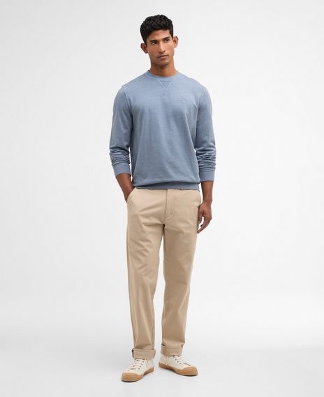 Barbour Washed Tartan Crew Neck Sweatshirt — Washed Blue