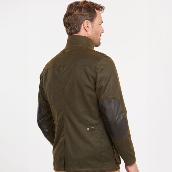 Barbour Ogston viaszolt pamut kabát— Olive