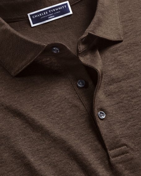 Charles Tyrwhitt Pure Linen Polo — Chocolate Brown