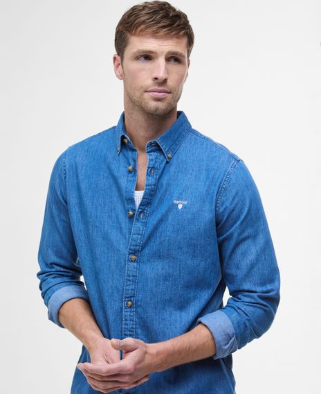 Barbour Denim Crest Tailored Long-Sleeved Shirt — Chambray
