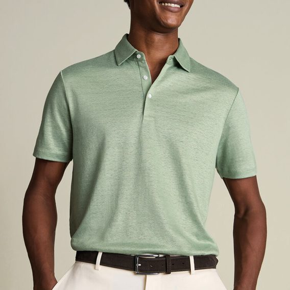 Charles Tyrwhitt Pure Linen Polo — Light Green