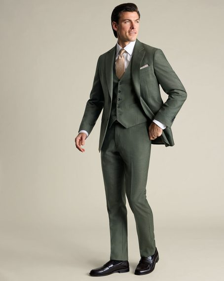 Charles Tyrwhitt Ultimate Performance Sharkskin Suit Jacket — Sage Green