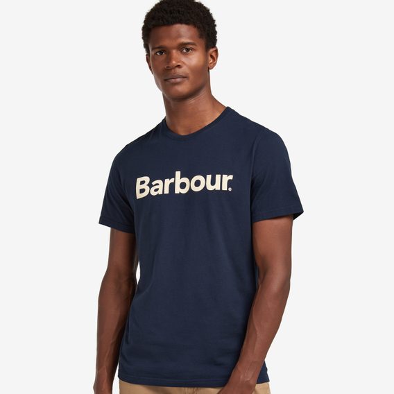 Pamut felső Barbour Logo Tee - New Navy